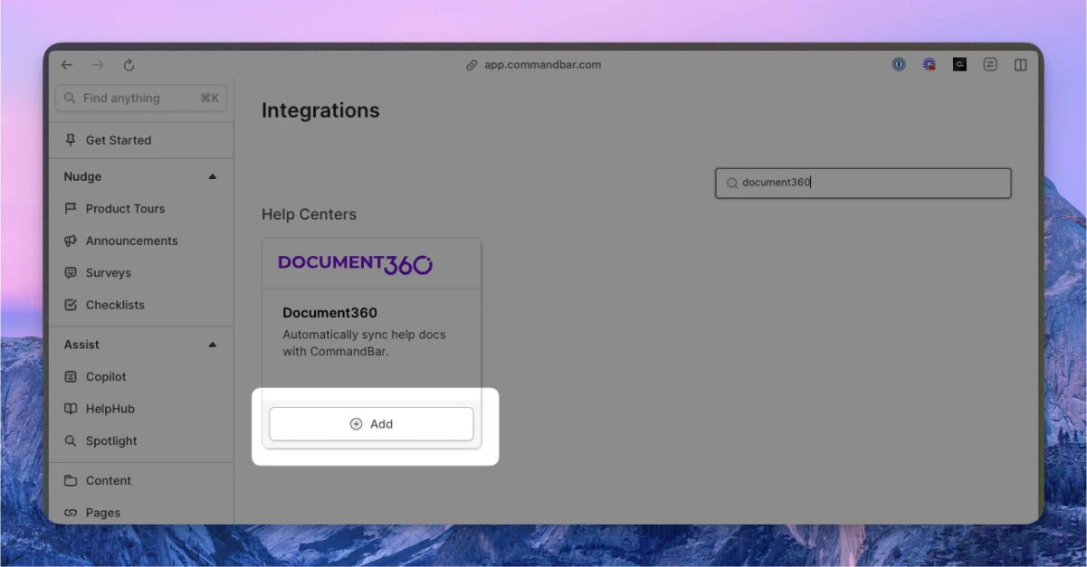 Document360 integration card