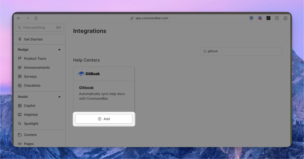 GitBook integration card