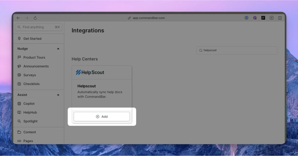 HelpScout integration card