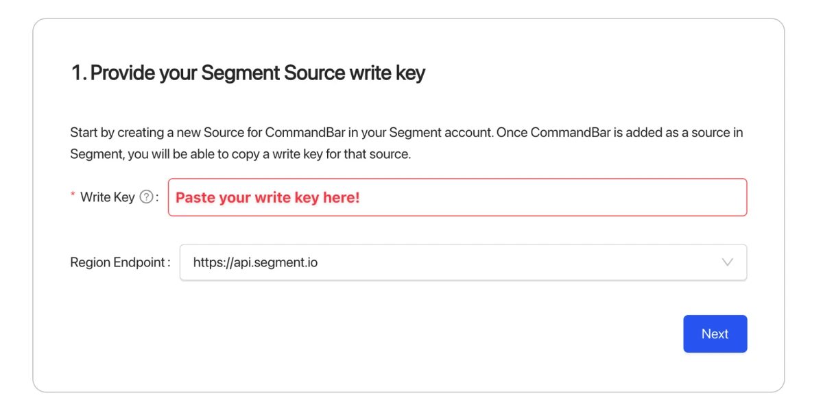 Segment write key input