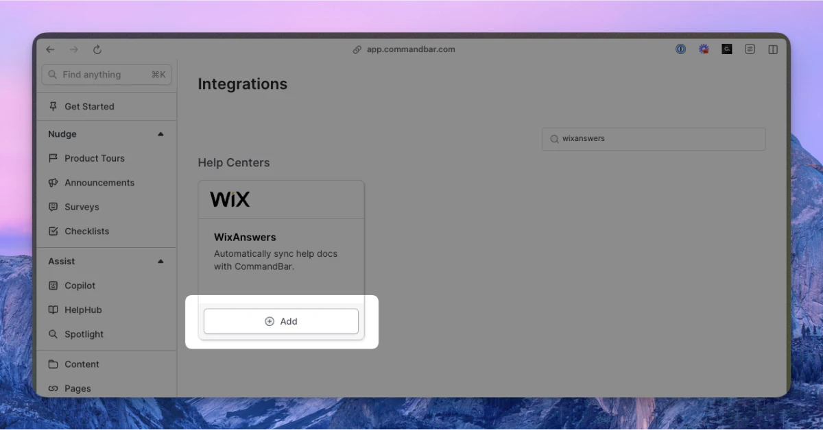 WixAnswers integration card
