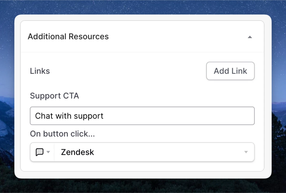 Zendesk support CTA